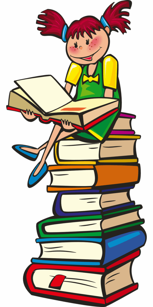 Tecknad Tjej Med Bocker 512x1024